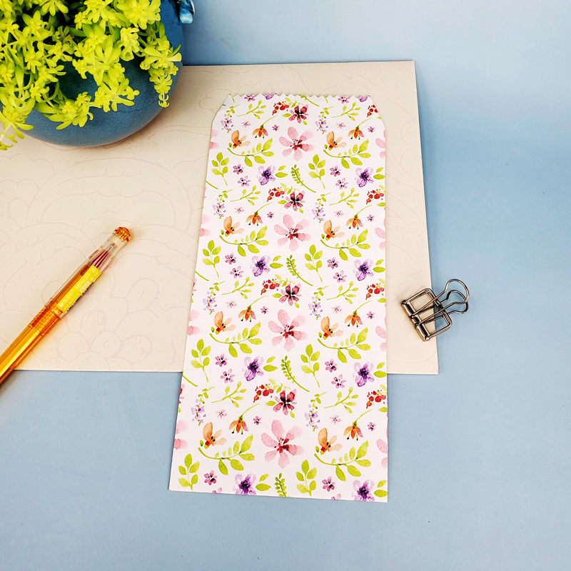 Letter Letter Creative Little Fresh Broken Flowers Series Upper Opening Colorful Vertical version envelope with 5 Entrance Greeting Cards Letter