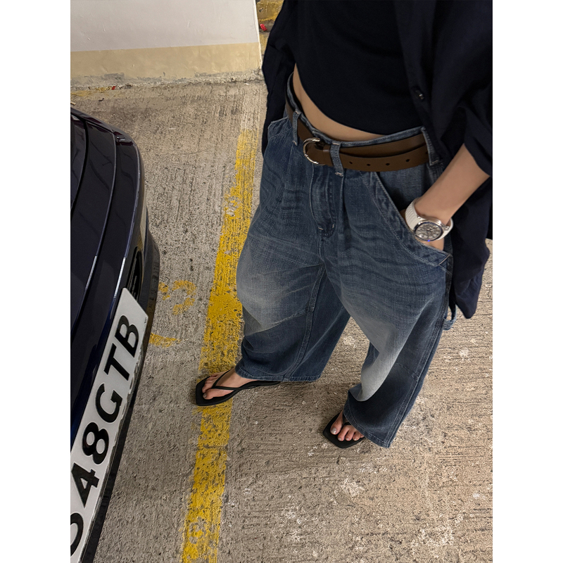【Life Denim】Ayuko Japan Okayama Kuroki Cocoon-Shaped Workwear Mid-Waist Cropped Jeans