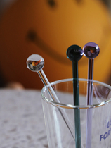 VM original design glass mixing rod milk tea coffee milk powder long handle Norse English letter design printing