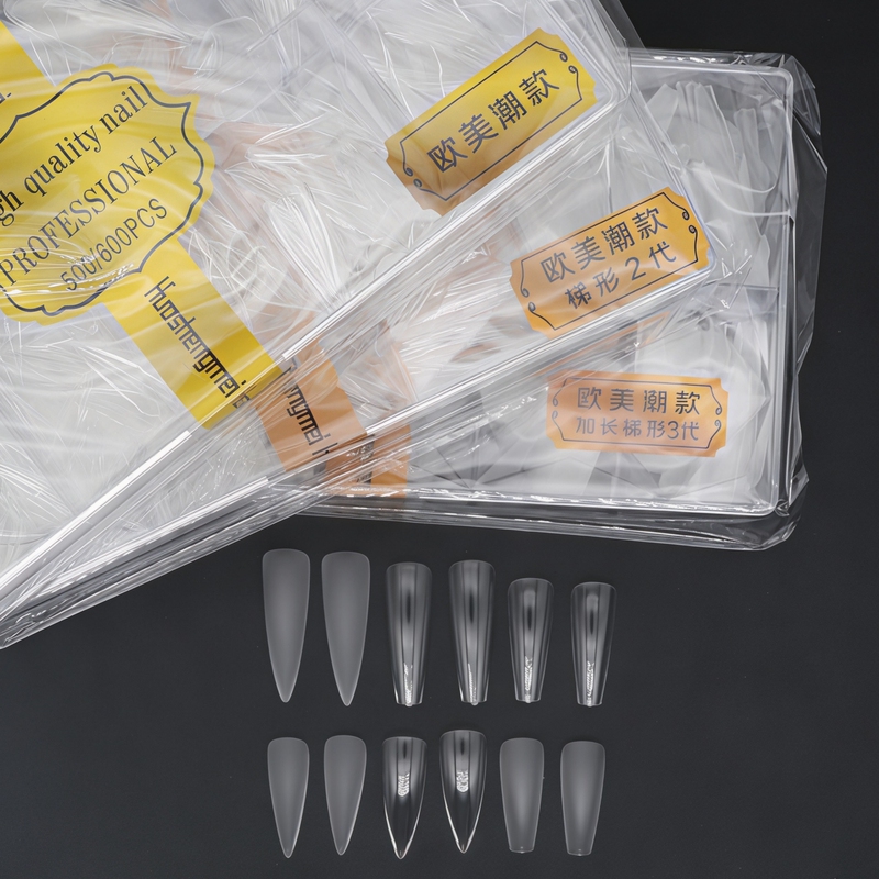 Huashengmei Matte Third Generation Extended Pointed Transparent Ultra-Thin Dog Nail Extension Full/Half Dual-Use Extended Nail Single Size Nail Tips Huashengmei Matte Third Generation Extended Pointed Transparent Ultra-Thin Dog Nail Extension Full/Half Dual-Use Extended Nail Single Size Nail Tips