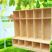 Kindergarten solid wood wardrobe Childrens clothing cabinet rack Childrens shoes and clothing cabinet rack hanging wardrobe rack Solid wood