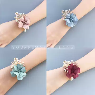 Wrist flower bridesmaid group Korean Super Xiansen simple bride sister group wedding hand flower bracelet wedding hand ceremony
