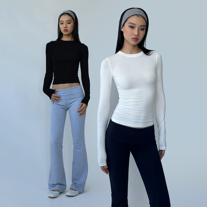 Audwyn Round Neck Long-Sleeve T-Shirt, Thin Modal Basic Style, Slim Fit, Elegant and Versatile Top, Base Layer Shirt