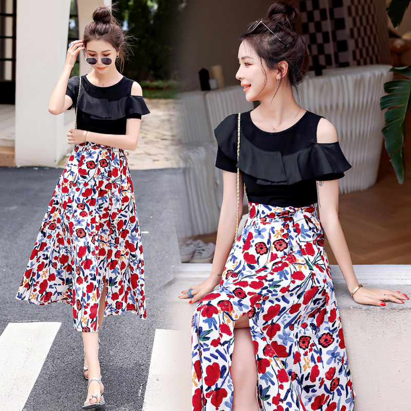 Shredder Dress Female Summer 2022 new high - quality sentiment Yuan's shoulder thin middle - long skirt