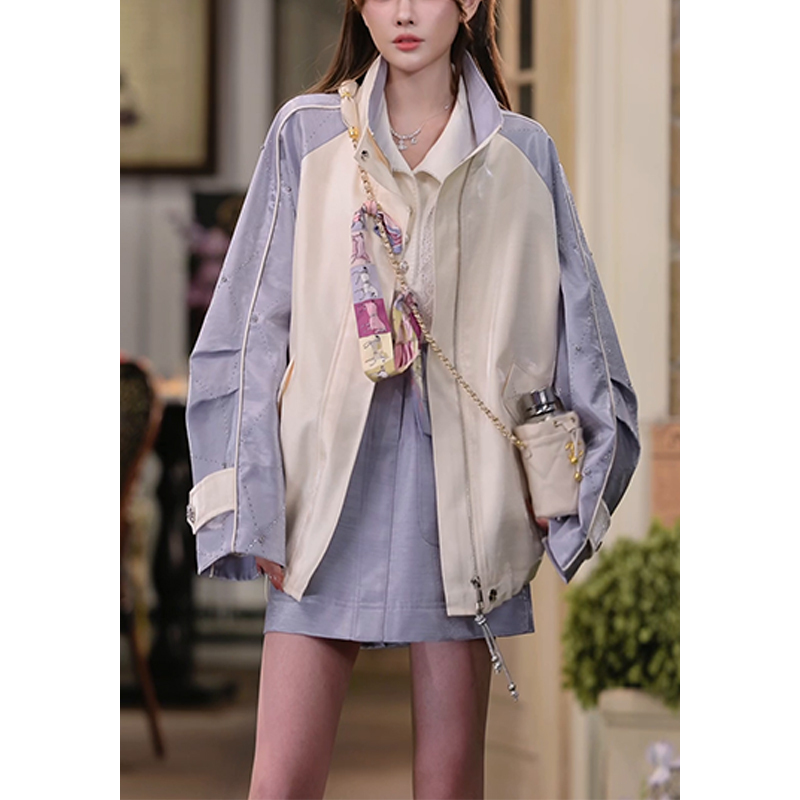 Tuntun's Outfit Diary【Light Oxygen Day】Starlight on a Sunny Day - Luxurious Rhinestone Color-Block Jacket