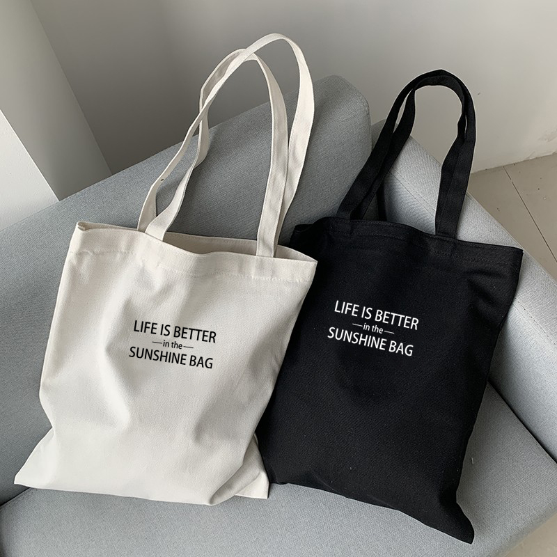 Simple Letter Canvas Tote Bag with Zipper, Single Shoulder Bag, Cotton and Linen Casual Bag, Snack Shopping Bag, Computer Book Bag for Women