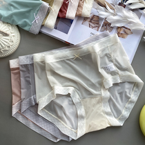 Ice Silk Briefs Female Pure Cotton Antibacterial Crotch Mid Waist Free of Breathable New 2022 Summer Pure Color Lady Shorts
