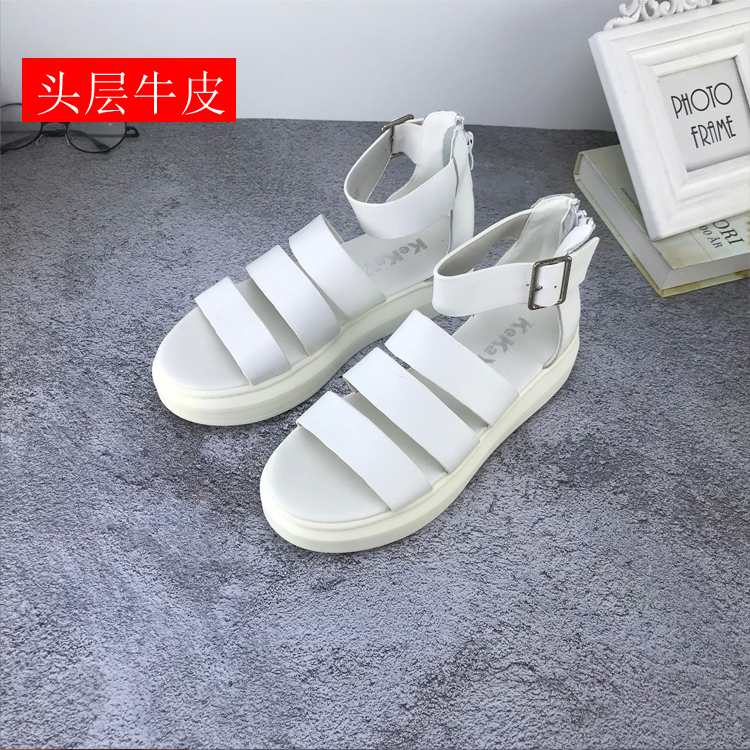 Mùa hè 2018 phiên bản Hàn Quốc mới của từ với thời trang tròn chân dày thắt lưng có khóa thoải mái sandal nữ hoang dã dép sandal nữ