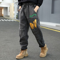 Boys pants spring and autumn 2021 new middle and big boy trousers early autumn thin loose tide childrens jeans