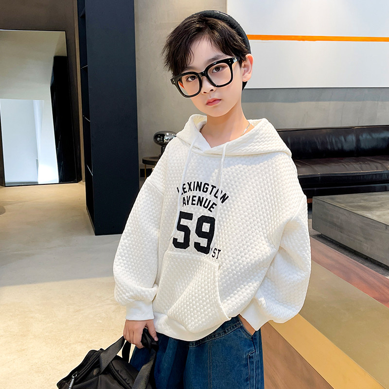 Boy's autumn clothing plus velvet clothing 2021 New wave CUHK Fairy Fried Street White Children Suit Blouse thickened autumn and winter