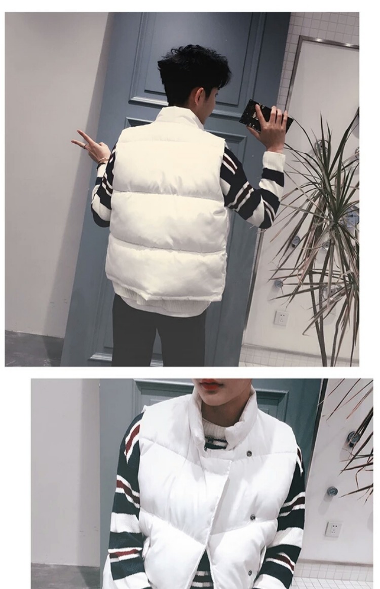 Áo vest nam cotton mùa thu đông phiên bản Hàn Quốc của áo khoác không tay nam và nữ dày cổ áo vest cotton rộng áo vest nam tuổi 50