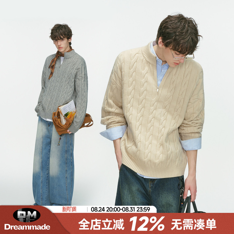 Dream Made Old Money Style New Rich Twist Sweater for Men, Autumn and Winter Thickened Couple's Inner Wear, Men's Knitwear Dream Made Old Money Style New Rich Twist Sweater for Men, Autumn and Winter Thickened Couple's Inner Wear, Men's Knitwear