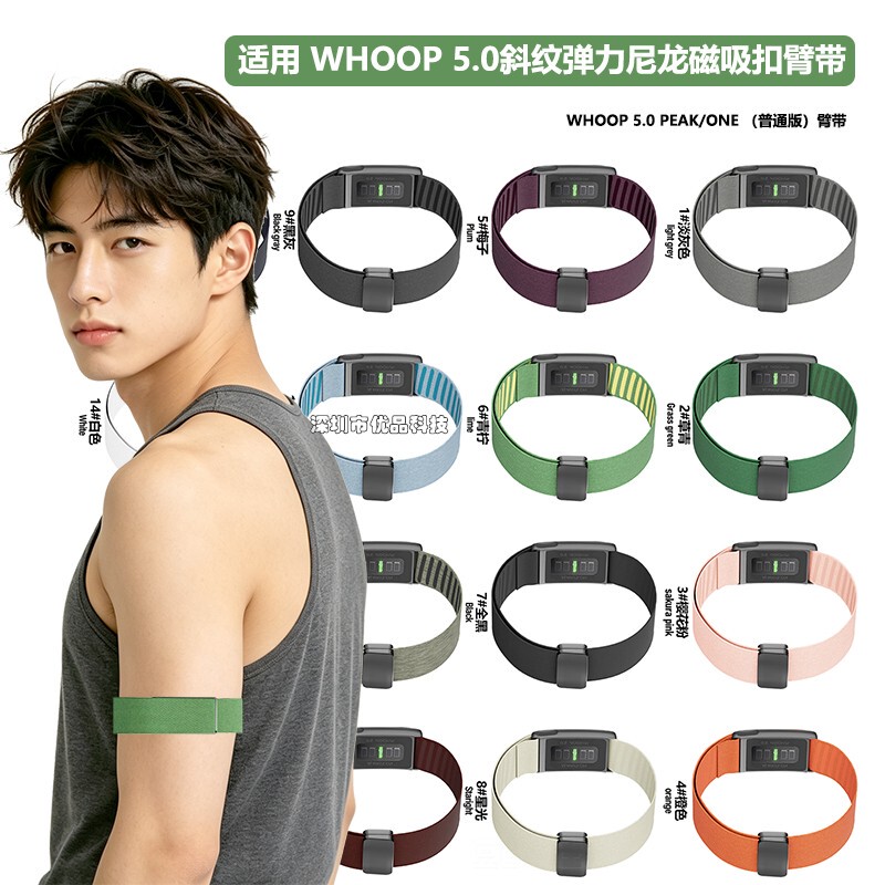Suitable for Whoop 5.0 Arm Band, Twill Elastic Nylon Bicep Arm Band, Breathable, Adjustable Replacement Band