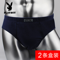 Gift box Playboy cotton mens underwear mens briefs U convex sexy mid-waist cotton solid color mens shorts