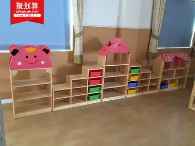 Kindergarten toy cabinet solid wood children's toy storage and sorting school bag Montesori frame area corner combination cabinet