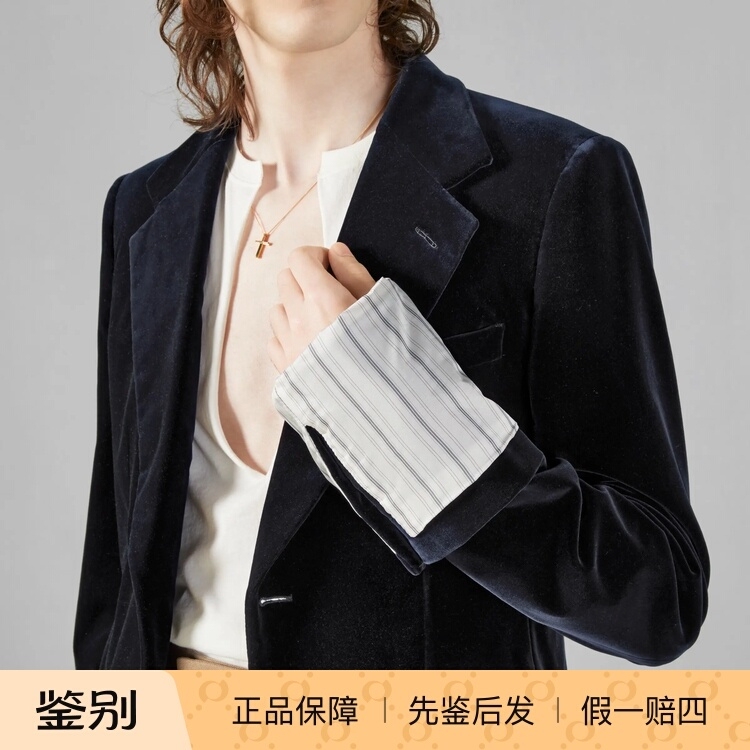 France Purchases Gucci/Gucci Solid Color Loose V-Neck Buttoned Long-Sleeved Suit Jacket for Men in Black 753082