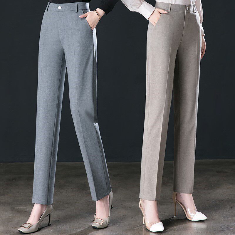 Fashion OL Professional Gray Suite Pants 2023 new Han Edition with high waist loose vertical straight tube nine pants