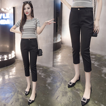 2021 summer new Joker slim casual cropped pants women's high waist black feet pencil suit pants