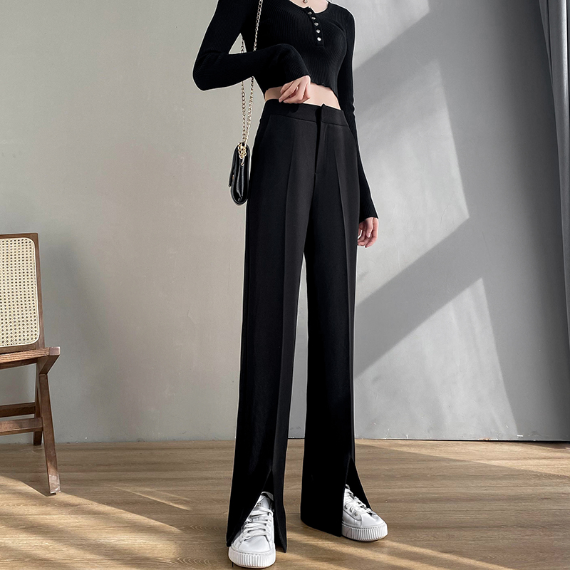 High waist straight cylinder 90% Pants Woman Han Edition 100 Hitch Sensation White Casual Tug Pants With Slim And High Open Fork Western Dress Pants