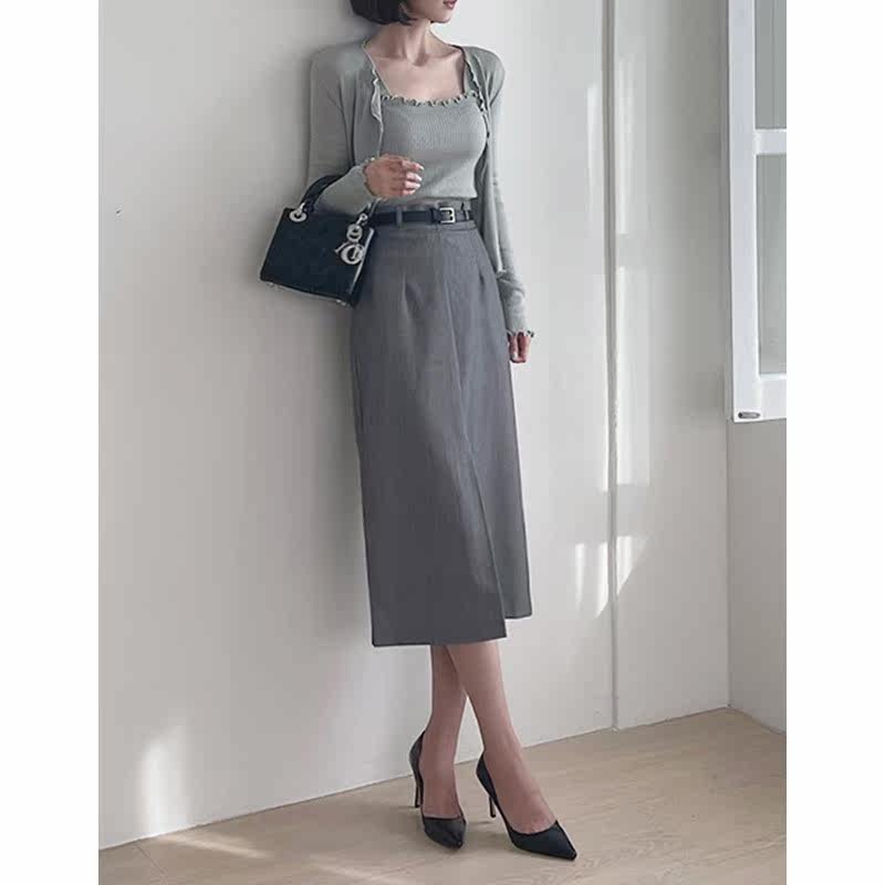 Career high waist middle long cross - body skirt lady 2022 spring and autumn style style one step of hip skirt