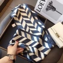 Korean fashion mulberry silk scarf womens 2022 spring and autumn models all-match zigzag double-layer scarf streamer long scarf