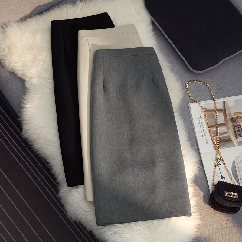 2022 spring and autumn new Korean version all-match high waist professional slim suit skirt women's rear split a-line OL skirt