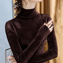 Double Face Mill Comfort Interie Hitchhiking Lady Autumn Winter New Korean Version 100 Hitch Velvet High Collar Blouse Thickened Undershirt