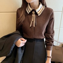 Inner Hitch Warm Lining Woman 2022 Autumn Winter New Korean version Fashion retro grinding jacket light Core velvet upscale shirt