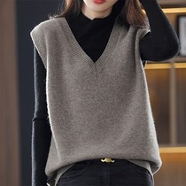 Knitted waistcoat jacket woman 2022 Spring autumn new Korean version Fashion 100 lap blouses wool vest sleeveless sweater