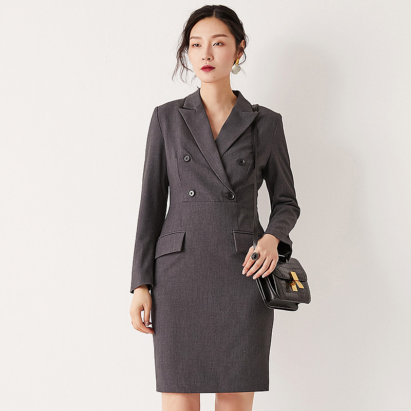 High-end commuter women's professional suit skirt female 2022 summer new Korean style fashion three-quarter sleeve suit dress