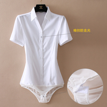 2022 summer new Korean version fashion comfortable anti-wrinkle OL shirt ladies commuting slim V-neck one-piece white shirt