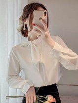 Design Sense High End Career OL Long Sleeve Shirt Woman 2022 Chunqiu New Korean version Fashion 100 hitch bow tie shirt