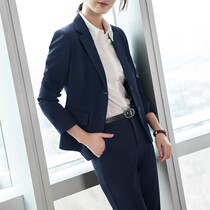 Workplace formal dress interview suit 2022 spring and autumn new Korean version fashion self-cultivation hidden blue suit two-piece