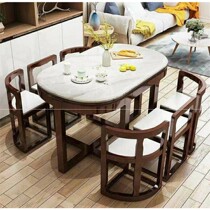 Dining table and chair combination household round table modern simple small apartment full solid wood marble table Net Red dining table