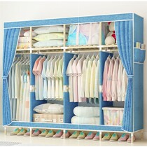  Simple wardrobe Solid wood cloth wardrobe storage rack Double large Oxford cloth single sliding door simple cabinet wardrobe