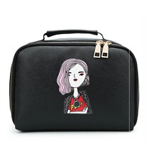 New womens portable cosmetic bag large capacity waterproof wash bag ultra light black Korean portable cosmetics storage bag