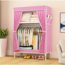 Single double dormitory simple wardrobe solid wood wardrobe storage shelf assembly wardrobe folding Oxford cloth wardrobe