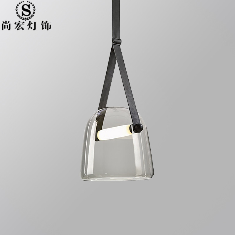 Postmodern creative glass chandeliers Art leather bedside bedroom living room designer-like board room with small chandeliers