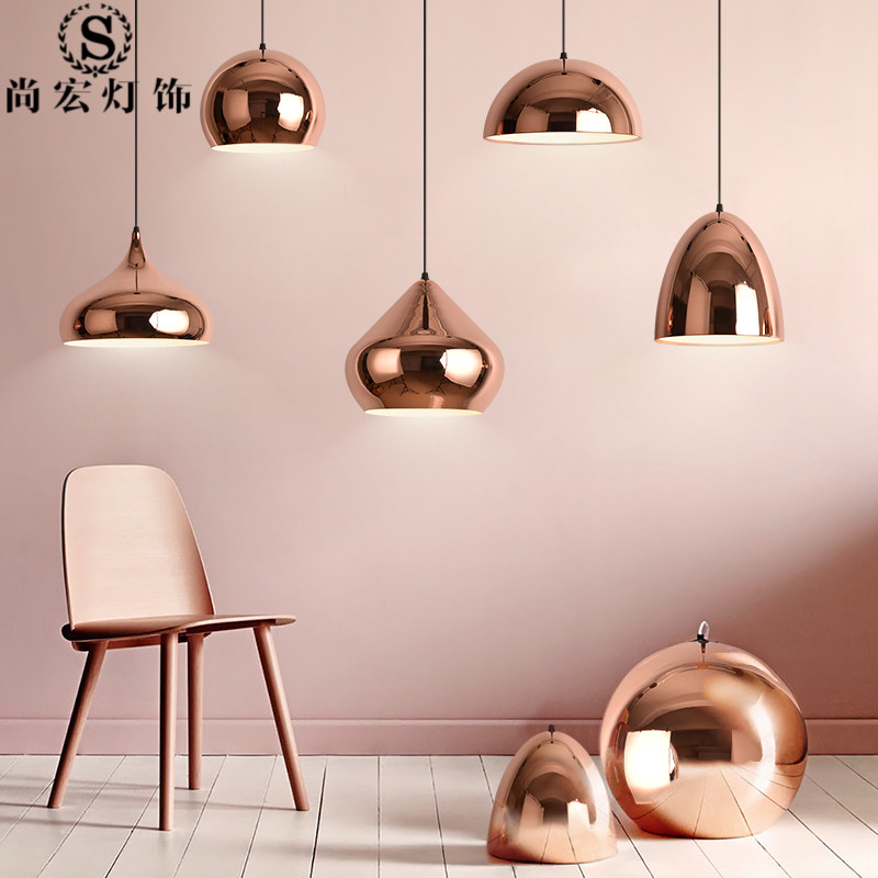 Nordic bar lamp dining room chandelier modern minimalist creative personality bar lamp industrial style rose gold light luxury lamps