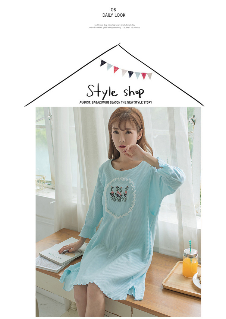 Áo bà bầu cho nữ mùa xuân và mùa thu dài tay cho con bú sau sinh cho bé mặc đồ ngủ mùa hè có thể mặc ngoài váy phù hợp với mặt trăng đầm ngủ nữ