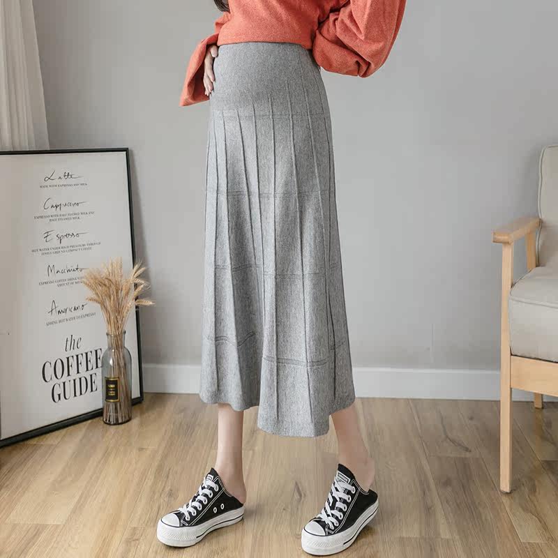 Pregnant Woman Autumn Clothing Fashion Pregnant Woman Half Body Dress Spring Autumn Cash Knitted Abs Underskirt External Wear An A Character Skirt Long Dress Winter