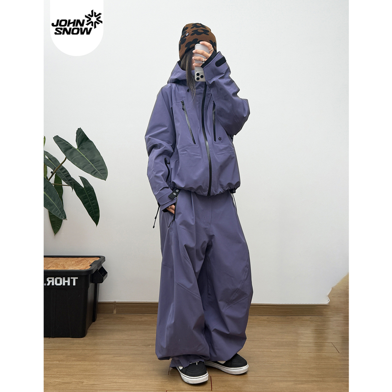 John Snow Ski Suit for Women 26 New Model Hard Shell Professional Snowboard Waterproof Windproof Wear-Resistant Laminated Snow Suit