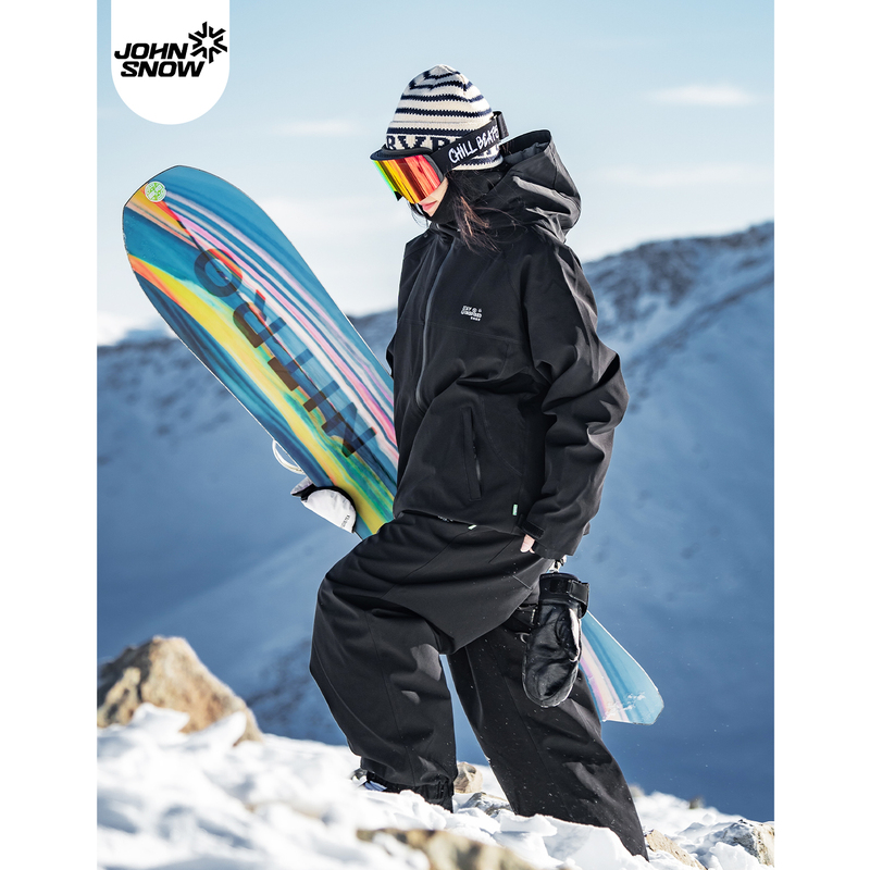 John Snow Ski Suit Set for Women, Couple's Snowboard American-Style Loose Waterproof and Warm Ski Jacket and Pants for Men