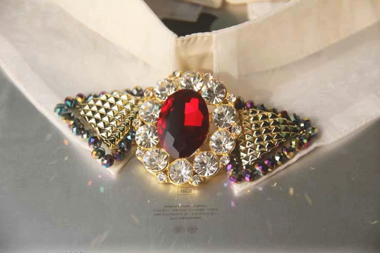 Thời trang cổ điển hình bầu dục sapphire trâm ruby ​​rhinestone trâm cài phụ kiện quần áo pha lê trâm khóa trang trí