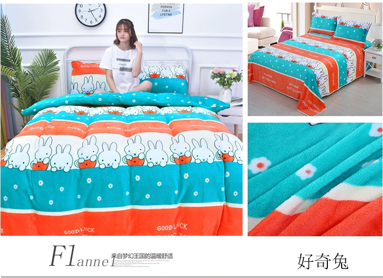 Giường lông cừu san hô flannel bốn mảnh lông cừu cộng với nhung ba mảnh mùa đông Fale cashmere 1,8m khăn trải giường