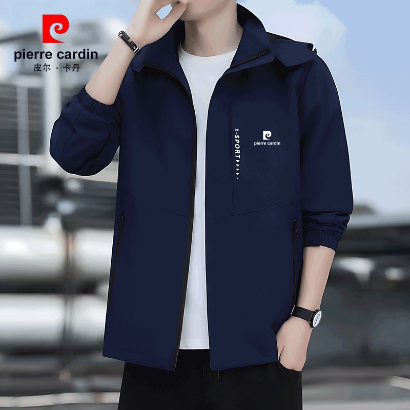 Pierre Cardin Jacket Men's Spring and Autumn Loose Large Size Waterproof Outdoor Casual Thin Soft Shell Jacket
