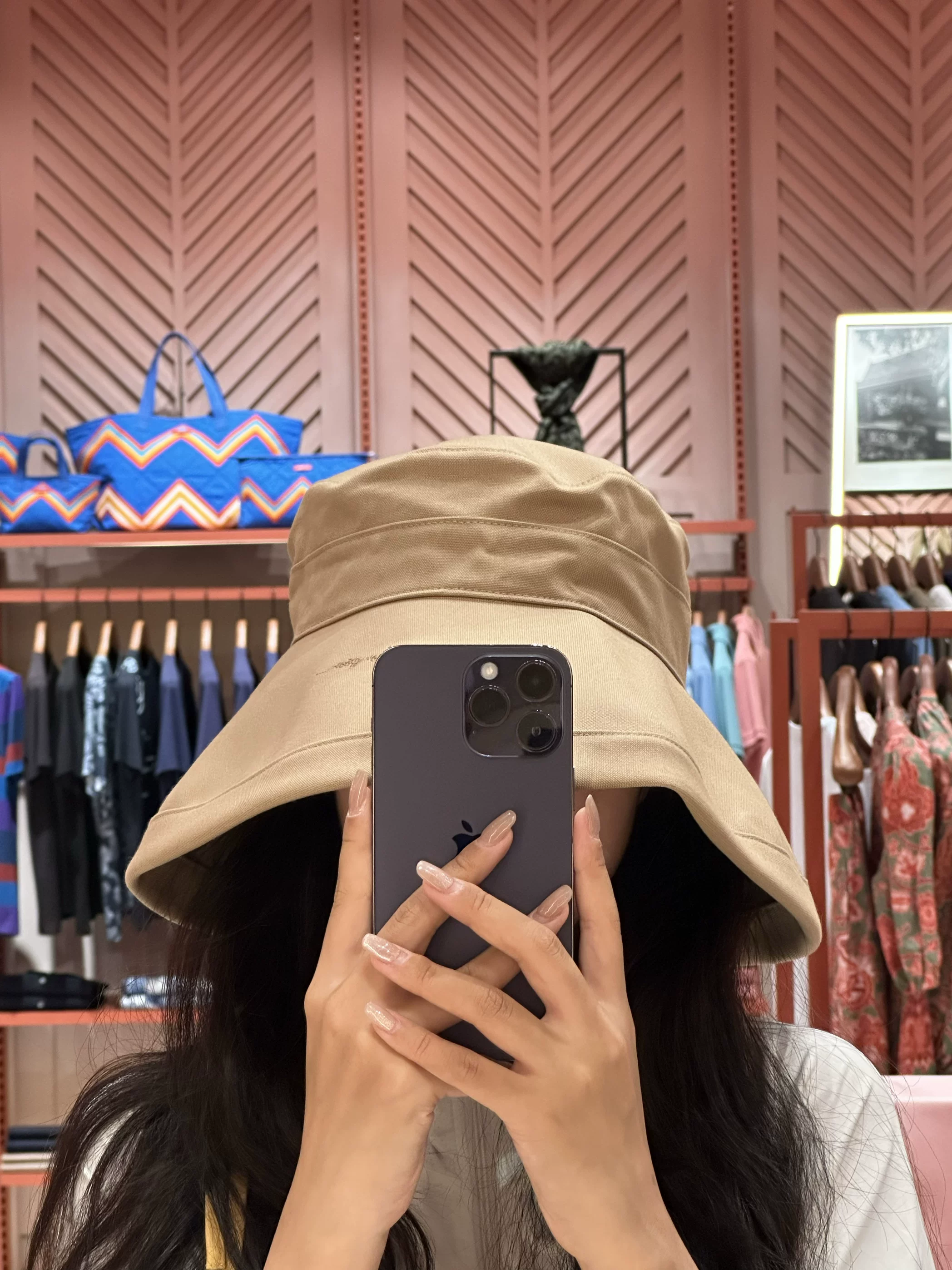 Женская бейсболка-ведро Jim Thompson, с широким полем, регулируемая, подлинный тайский хлопок, пригодна во все сезоны, в тёмно-синем цвете