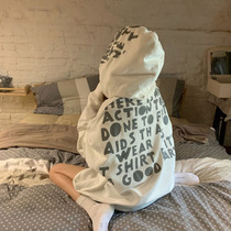 Eurostock Large Edition Super Fire Lianhood Female Behind the Alphabet Printed Net Red 100 hitch Long-style jacket 2121 Early autumn