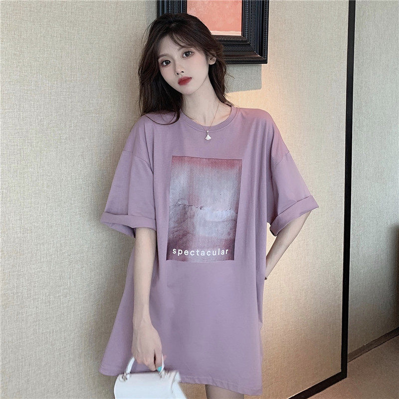 Summer new Korean version of the Korean version Relaxed Aroma Artichoke Purple Design Sensation Short Sleeve Small Crowdmost Fairyport Wind Blouse