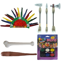 Halloween oil props Female Indian feather headdress Indigenous spear axe Savage bone stick